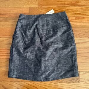 Ann Taylor Linen Blend Mini Skirt Womens 4 Gray Black Pockets Casual NWT